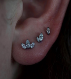 TITANIUM THREADLESS WITH 2-PRONG MARQUISE CZ TOP