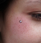 GOLD PVD IMPLANT-GRADE STEEL ZIRCON GEM TOP FOR DERMALS