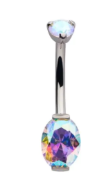 NAVEL OVAL ZIRCON SMALL IRIDESCENT