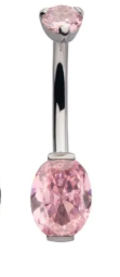 NAVEL OVAL ZIRCON SMALL PINK