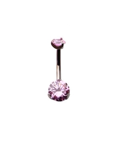NAVEL BIG ROUND ZIRCON PINK