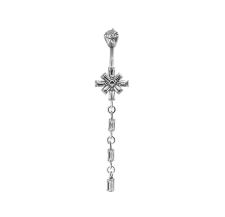 CRYSTAL CROSS DESIGN NAVEL PIERCING