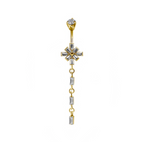 GOLD CRYSTAL CROSS DESIGN NAVEL PIERCING