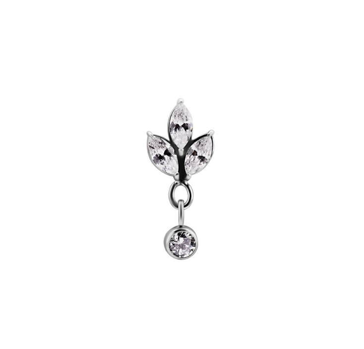SILVER LOTUS TOP WITH DANGLE