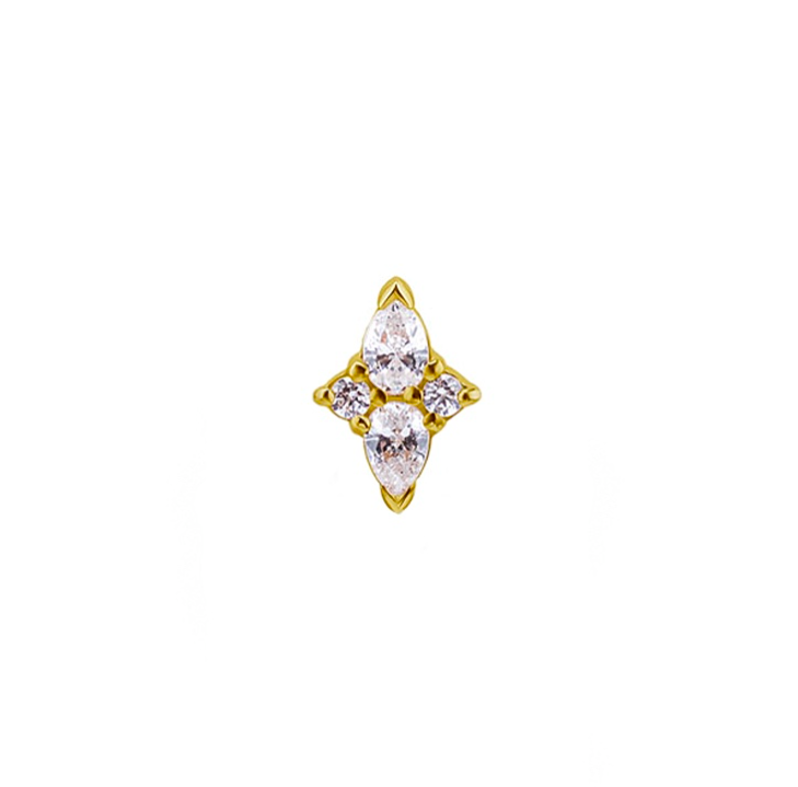 18K SOLID GOLD MARQUISE ZIRCON STAR TOP