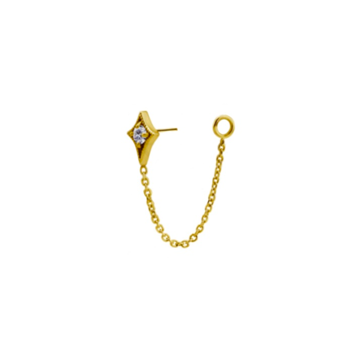 18K GOLD STAR CHAIN ZIRCON END