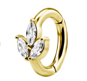 GOLD NAVEL HOOP WITH LOTUS DESIGN