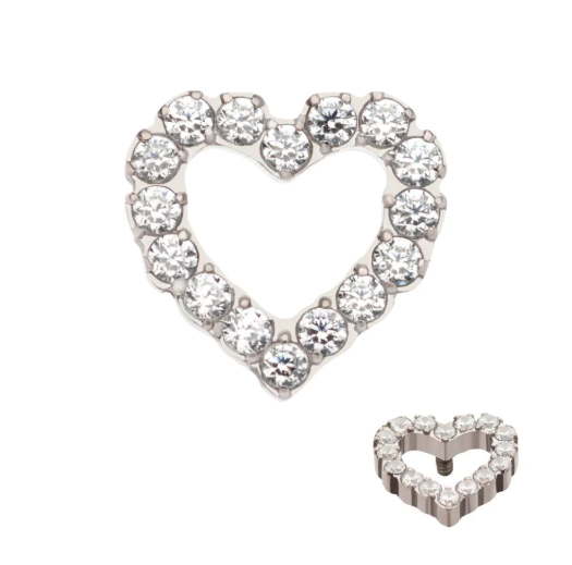 SILVER HEART TOP WITH WHITE ZIRCONIA