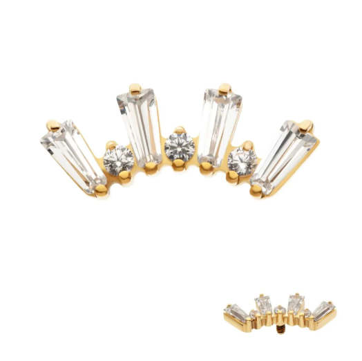 GOLD BAGUETTE & ROUND CZ 7-CLUSTER TOP