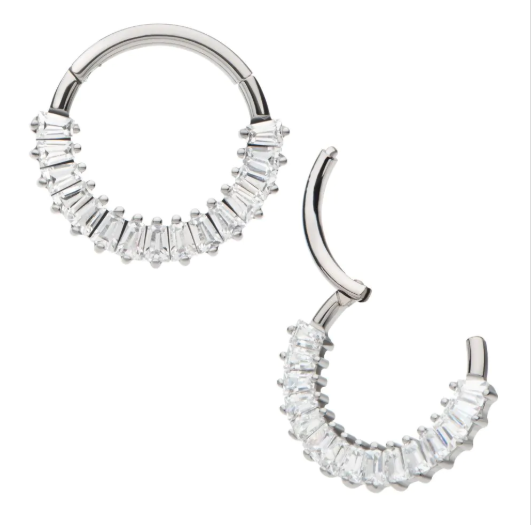 TITANIUM PRONGED BAGUETTE CZ DAITH CLICKER
