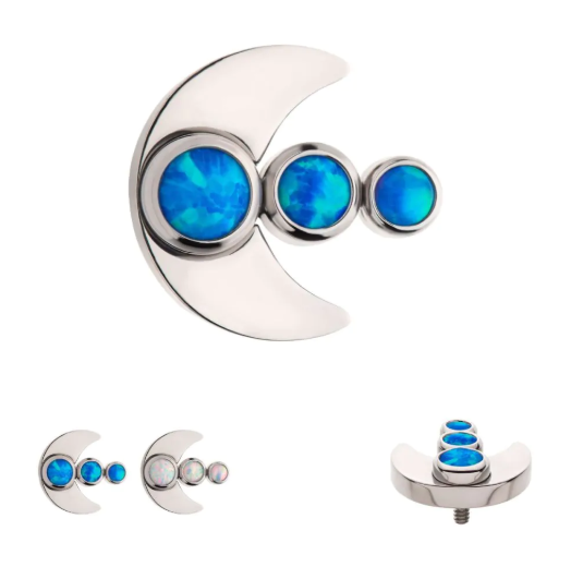 MOON 3-STONE OPAL BLUE TOP