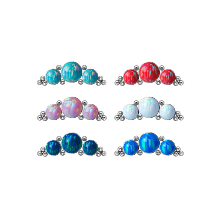 TRIPLE CLUSTER STUD OPALS & BEADS