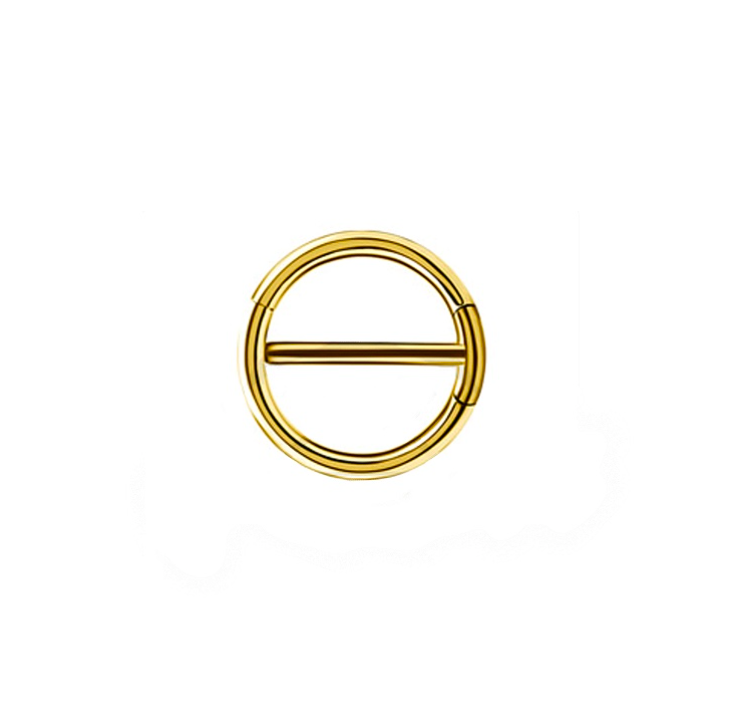 GOLD PVD DOUBLE RING NIPPLE BARBELL