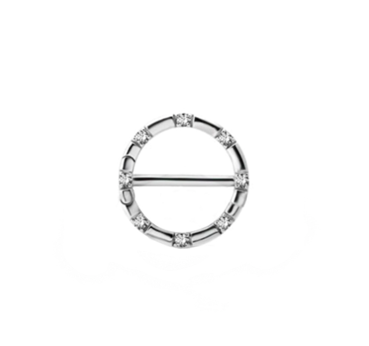 CRYSTAL-EMBELISHED CIRCULAR NIPPLE BARBELL