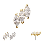 14K CLUSTER WITH THREE OVAL STONES