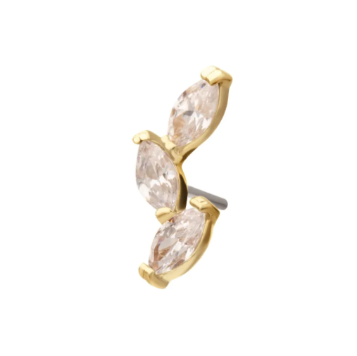 14K GOLD VINE SHAPE TOP WITH 3-TIER MARQUISE GEMS