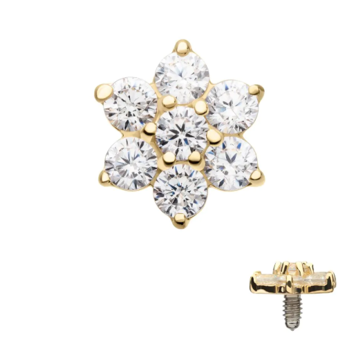 14K GOLD FLOWER TOP FOR DERMAL