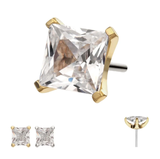 14K GOLD GEM WITH WHITE ZIRCON