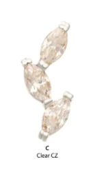 14K WHITE GOLD VINE SHAPE TOP WITH 3-TIER MARQUISE GEMS