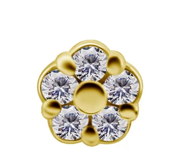 18K GOLD FLOWER WITH LAB DIAMONDS