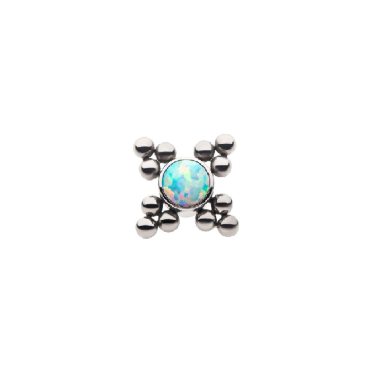 TITANIUM BEADED WHITE OPAL TOP