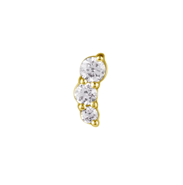 GOLD PVD 3-ROUND ZIRCON STONES CLUSTER