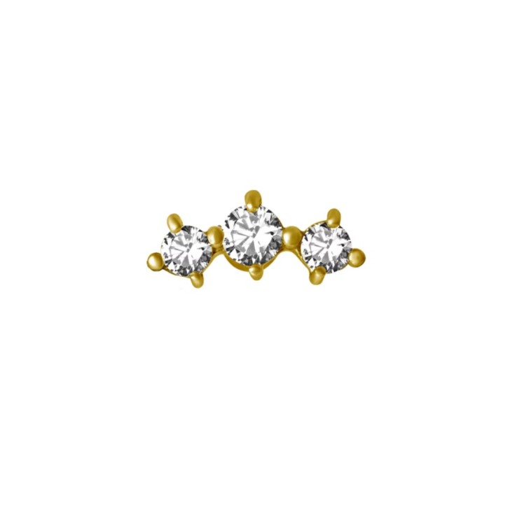 GOLD PVD CURVED WHITE ZIRCONIA CLUSTER