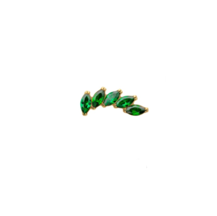 GOLD PVD EMERALD 5-LEAF TOP