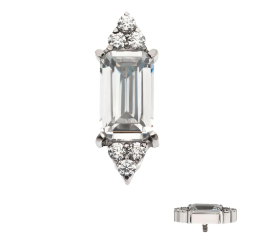 TITANIUM PAVE RECTANGULAR GEM TOP