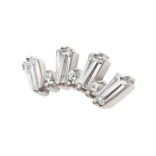 TITANIUM BAGUETTE & ROUND WHITE ZIRCON TOP