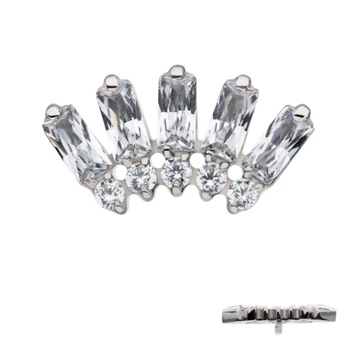 TITANIUM BAGUETTE FAN SHAPE 5-CLUSTER TOP