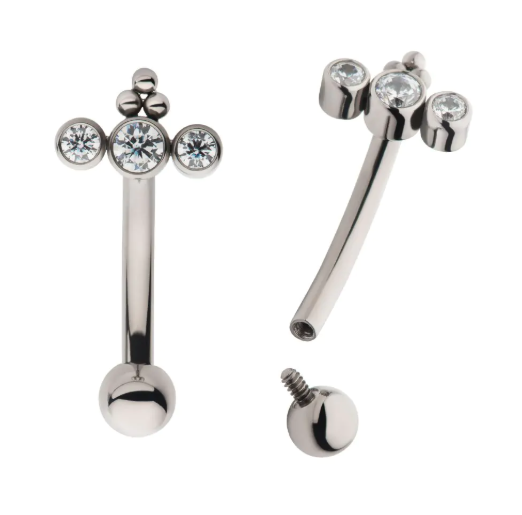 TITANIUM 3-GEMS & BEADS ROOK BAR