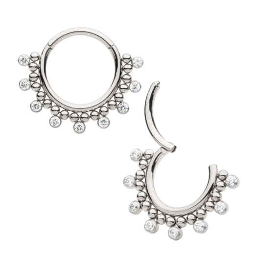 TITANIUM CLUSTERED BEADS 7-BEZEL DAITH RING
