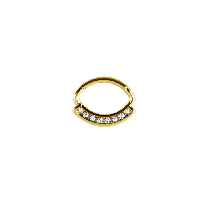 GOLD PVD OVAL DAITH HOOP WITH GEMS