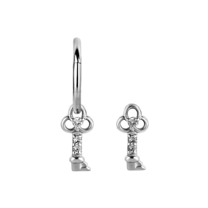 TITANIUM PAVE KEY CHARM