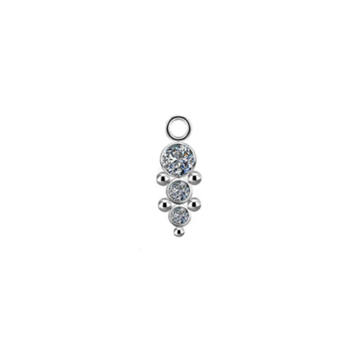 TITANIUM 3-GEMS & BEADS CHARM