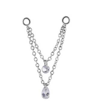 TITANIUM DOUBLE SILVER CHAIN WITH CHARMS