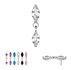TITANIUM THREADLESS PRONG SET DOUBLE MARQUISE GEM DANGLE TOP