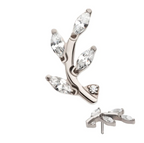TITANIUM THREADLESS PRONG SET MARQUISE CZ LEAF TOP