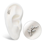 TITANIUM THREADLESS PRONG SET MARQUISE CZ LEAF TOP