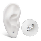 TITANIUM THREADLESS PRONG SET MARQUISE CZ 2-CLUSTER TOP