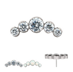 TITANIUM THREADLESS SEMI-BEZEL SET ROUND GEM 5-CLUSTER TOP
