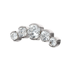 TITANIUM THREADLESS SEMI-BEZEL SET ROUND GEM 5-CLUSTER TOP