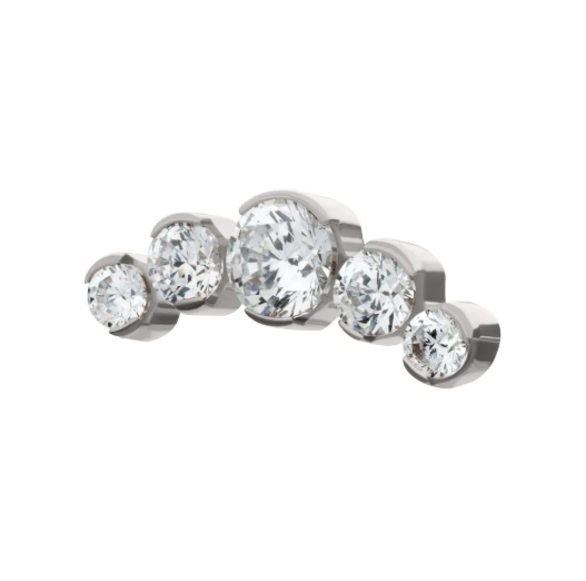 TITANIUM THREADLESS SEMI-BEZEL SET ROUND GEM 5-CLUSTER TOP
