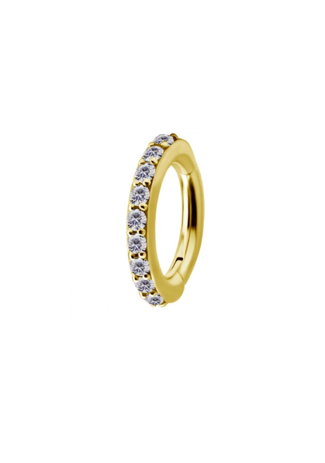 GOLD PVD TITANIUM PAVE NAVEL HOOP