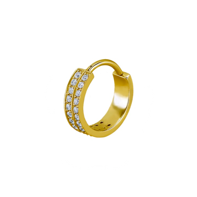 GOLD PVD ZIRCON CRYSTAL HOOP