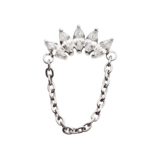 TITANIUM MARQUISE ZIRCON & CHAIN TOP