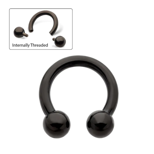 BLACK PVD TITANIUM INTERNALLY THREADED CIRCULAR BARBELL