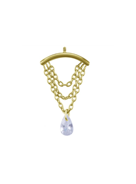 GOLD PVD TITANIUM HIDDEN HELIX TOP WITH CHAINS & DANGLE
