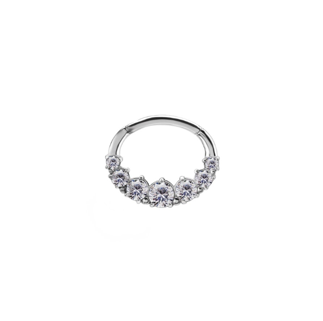 TITANIUM LUSTROUS ZIRCON ADORNED HINGED RING